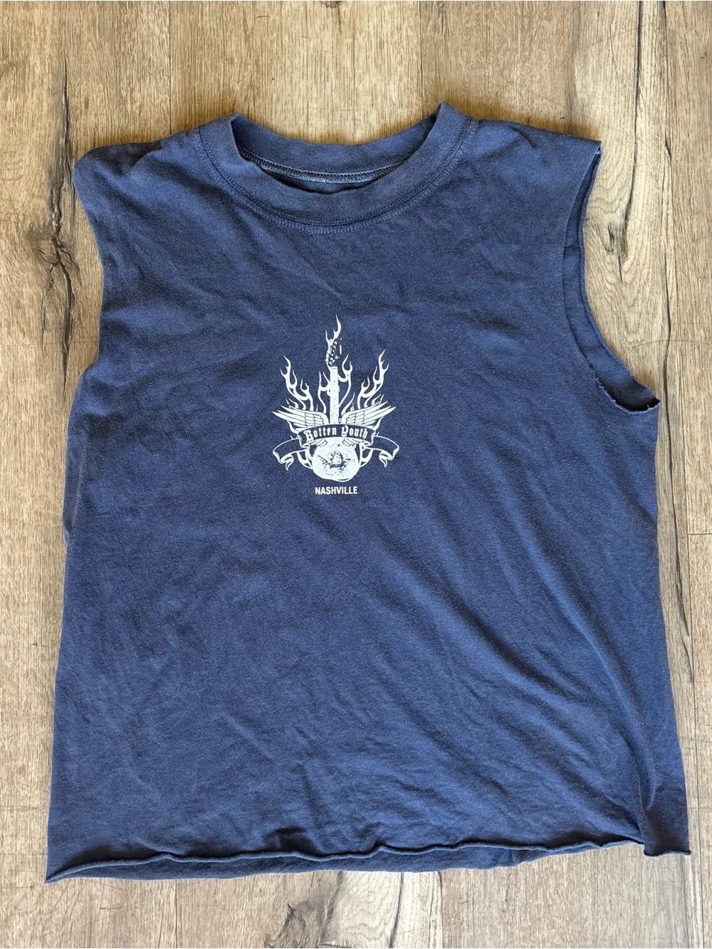 Blue Brandy Melville Broken Youth Muscle Tank Top